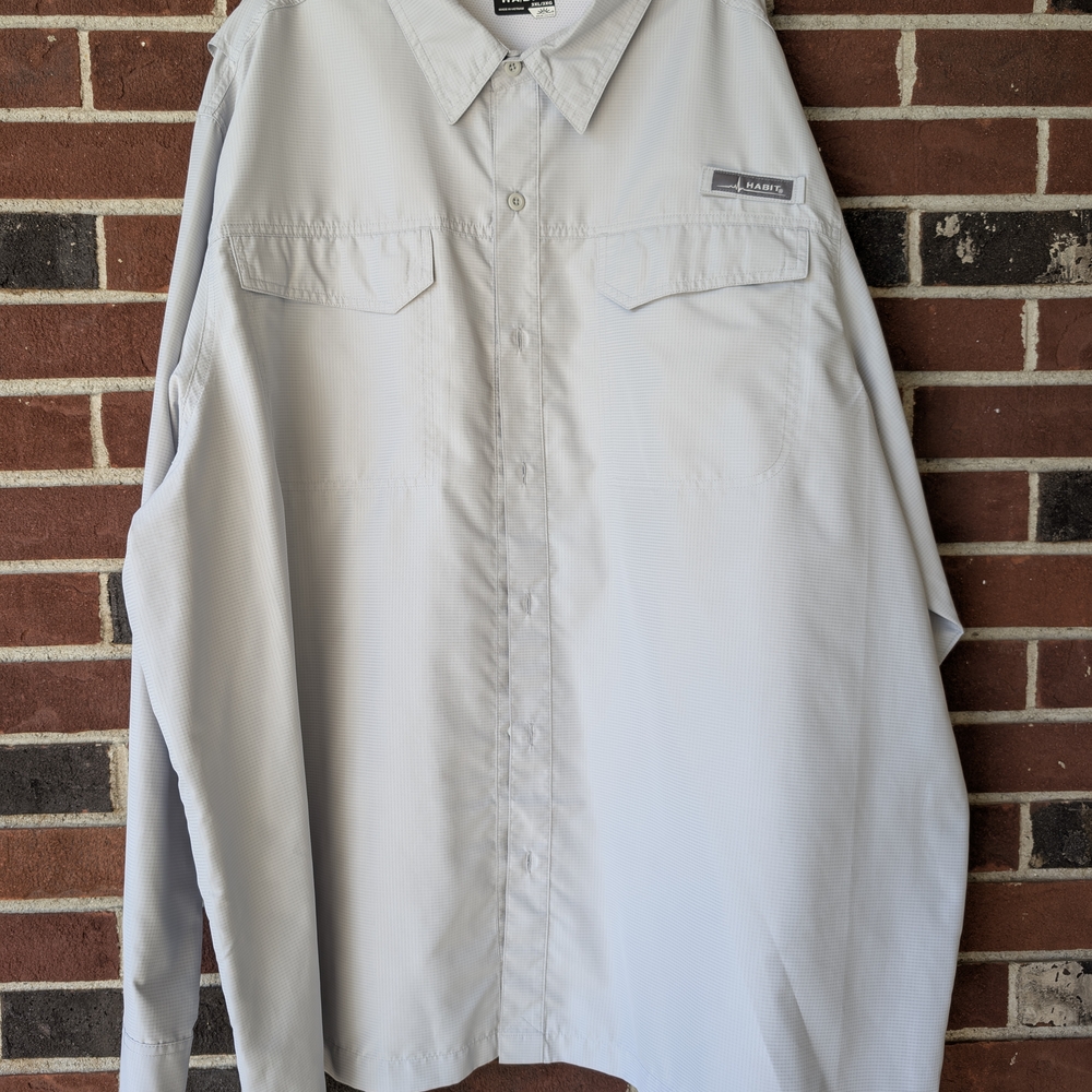 Habit Men's Light Gray Casual Button Down Shirt